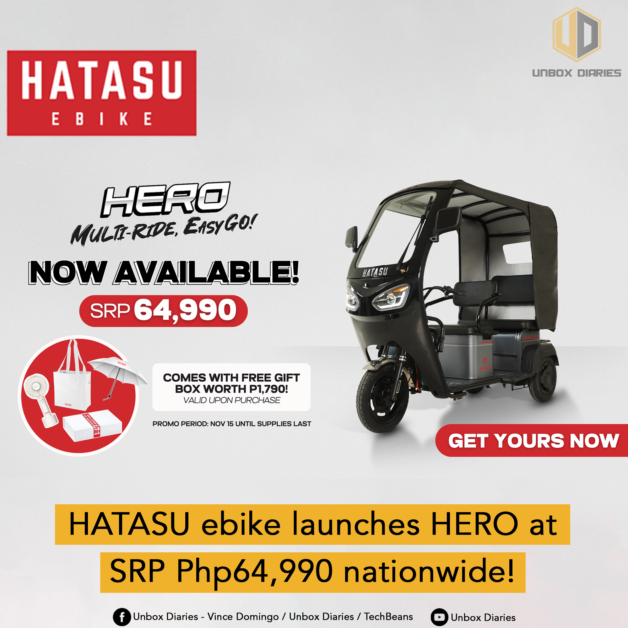 Hatasu Key HATASU ebike launches HERO at SRP Php 64,990 nationwide! - Unbox Diaries