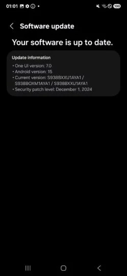 Galaxy S25 Battery health update.