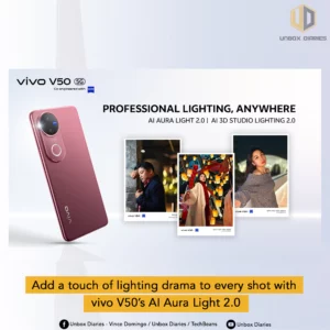 cover photo of vivo v50 ai aura light 2.0 press release.