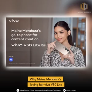 cover photo of vivo v50 lite 5g maine mendoza press release.