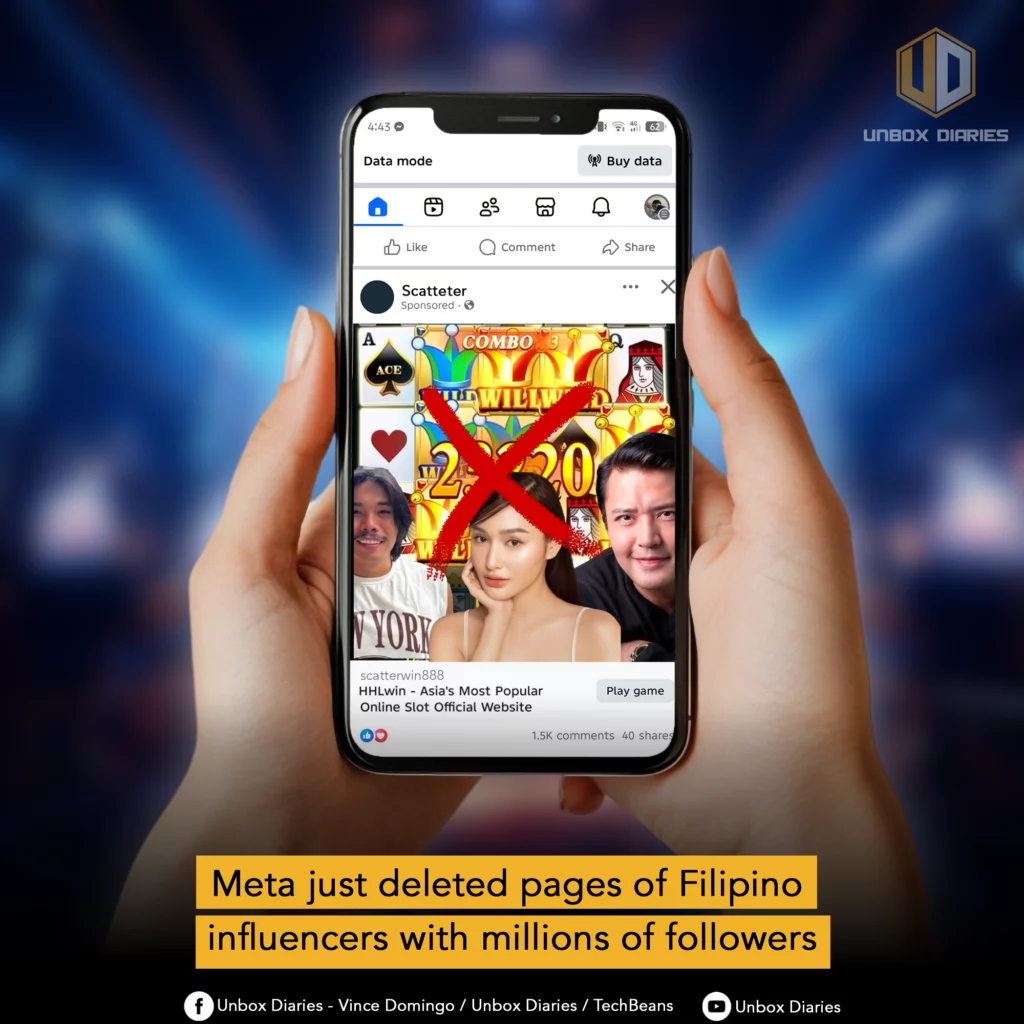 phone with an ad on facebook showing gambling.