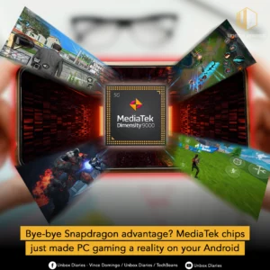 A MediaTek-powered Android phone playing a PC game, signaling a new era for mobile gaming.