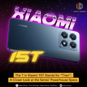 A sleek, dark blue Xiaomi 15T phone is angled on a futuristic purple and black background. Large neon glow "XIAOMI" and "15T" text frames the device, suggesting a powerful new model.