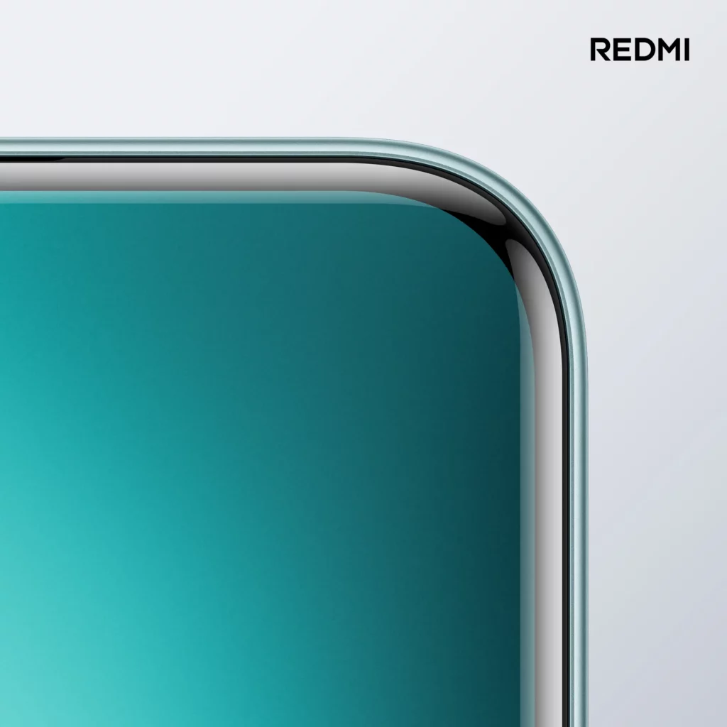 A close-up of the top-left corner of the Redmi Note 15 Pro+'s display, highlighting the curved edges and the minimal bezel.