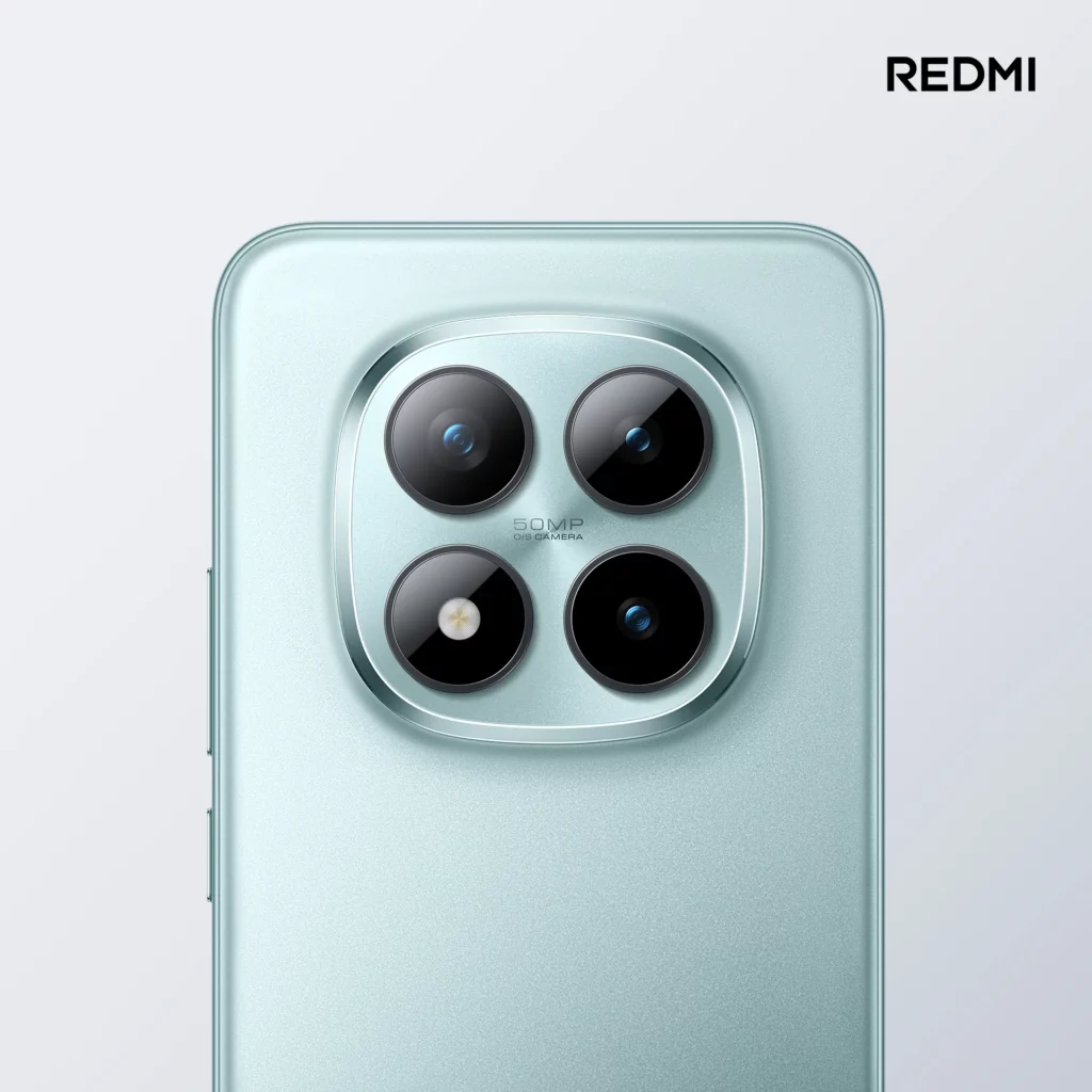 A close-up shot of the quad-camera module on the back of the Redmi Note 15 Pro+ phone. The primary camera lens is a 50MP sensor.