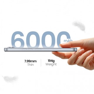 A hand holding the Tecno Spark Go 5G horizontally, with a feather floating above it. The image highlights its '7.99mm Thin' body and '194g Weight' and includes a caption touting it as the 'thinnest and slimmest'.