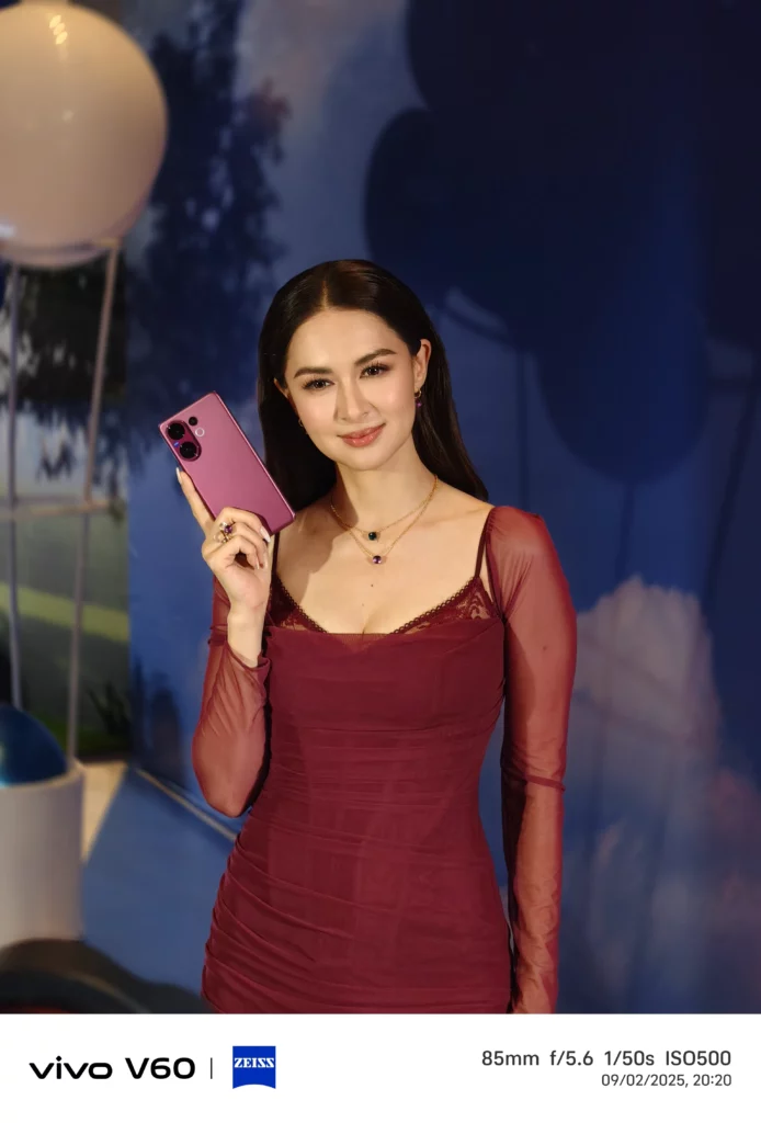 A high-quality portrait of Marian Rivera, showcasing the professional-level detail captured by the vivo V60 smartphone camera.