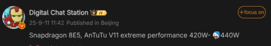 Snapdragon 8 Elite Gen 5 leak.