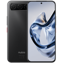 The Nubia Air smartphone in black, shown from the front and back. The front view highlights the full-screen display, while the back shows the triple camera setup.