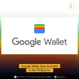 The Google Wallet logo (blue, yellow, red, and green layers) is displayed above the text 'Google Wallet' on a white background. A yellow banner across the bottom reads: 'Google Wallet Now Available in the Philippines'.