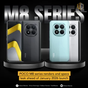 POCO M8 series renders and specs leak ahead of January 2026 launch.