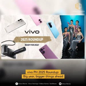 A social media graphic from Unbox Diaries featuring the vivo PH 2025 Roundup image with the caption "vivo PH 2025 Roundup: Big year, bigger things ahead".