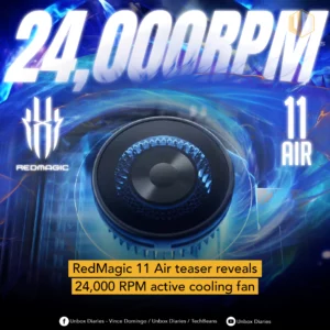 RedMagic 11 Air teaser reveals 24,000 RPM active cooling fan.
