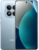 A front and back view of the REDMI Note 15 Pro 4G in a light metallic blue. The back has a silver-accented square camera module with four sensors, while the front features a vibrant screen with a high screen-to-body ratio and a centered punch-hole.