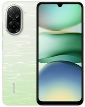 Front and back view of a light green REDMI A7 Pro. The back features a wavy, textured pattern with a vertical pill-shaped camera module containing two large lenses. The front shows a slim-bezel display with a teardrop notch at the top for the selfie camera.