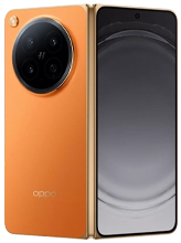 A foldable OPPO Find N6 smartphone in the 'Golden Orange' colorway, shown partially unfolded. The device features a premium vegan leather back and a circular 'Cosmos Ring' camera module housing four lenses and the Hasselblad logo. The large 6.62-inch cover display is visible on the right, while the gold-tinted titanium alloy hinge is highlighted in the center.