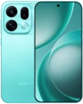 An image showing the front and back of the OPPO Find X9s Pro in a vibrant mint green. The device features a polished, rounded-square camera module on the rear and a slim-bezel curved display on the front, displaying a wallpaper with teal and green circular gradients.