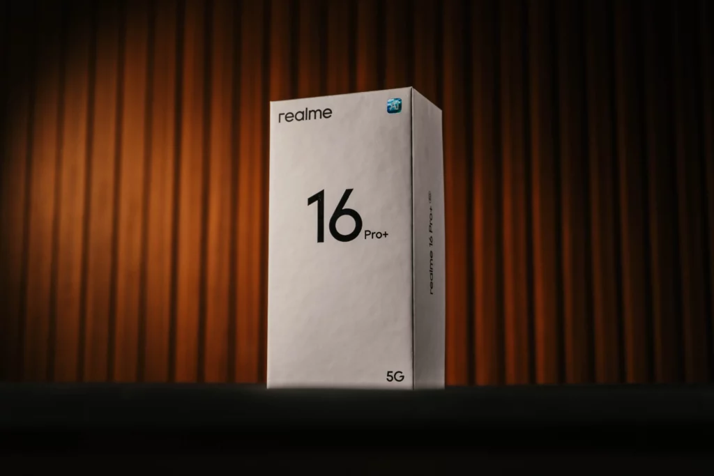 A shot of the realme 16 Pro+ 5G's gray box in the middle.