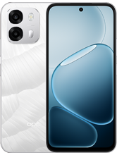 A front and back view of the OPPO A6s 5G smartphone in a marble-textured white finish. The front shows a full-screen display with a centered punch-hole selfie camera and a blue bubble-themed wallpaper. The back features a dual-camera setup in a rounded square module at the top left and a subtle OPPO logo at the bottom.