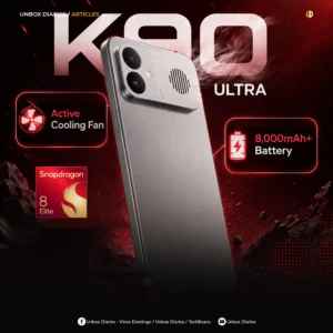 REDMI K90 Ultra Leak Reveals Active Cooling Fan, Snapdragon 8 Elite, and 8,000mAh+ Battery.
