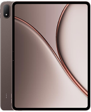 Product shot of the OnePlus Pad 3 Pro tablet. The main focus is the front screen with thin, symmetrical black bezels displaying an abstract wallpaper of elegant, overlapping curved waves in rose gold and bronze tones. Tucked slightly behind the left side is a glimpse of the tablet's metallic bronze back, showing a vertical pill-shaped camera module at the top and subtle connector pins near the bottom.