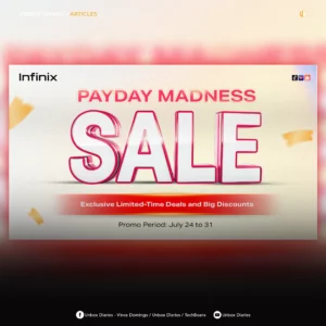 Unbox Diaries article header graphic featuring the Infinix Payday Madness Sale banner with promo details for July 24 to 31.
