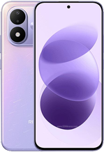 Front and back view of the REDMI Note 17 smartphone in light purple with a textured back cover, featuring a dual-camera setup and a screen displaying a purple bubble abstract graphic.
