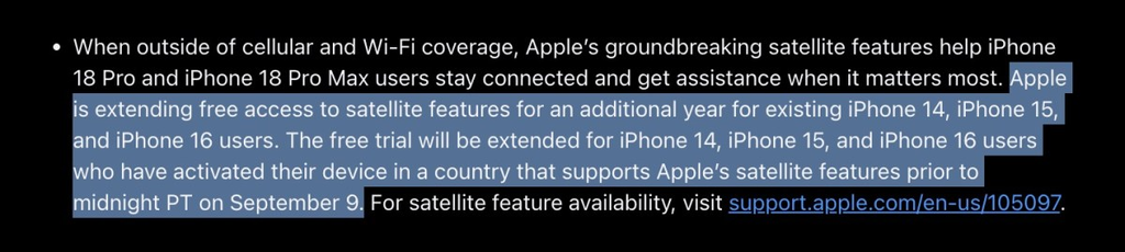 Older iPhones Get Another Year of Free Satellite Features